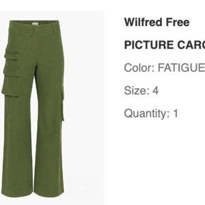 NEW W TAGS ARITZIA WILFRED PICTURE CARGO PANTS IN FATIGUE